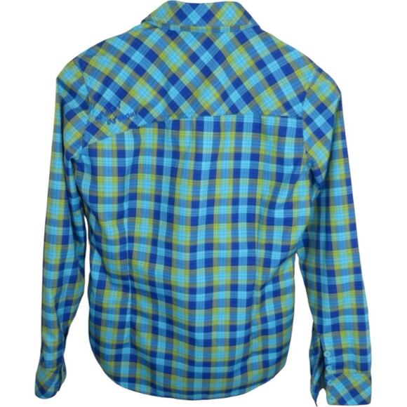 Under Armour NW0T Women's Plaid Button Up Long Sleeve Shirt Semi Fitted Blue - Picture 6 of 8